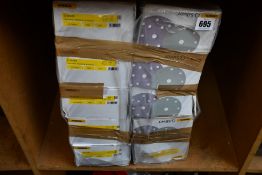 Ten boxes of 100 MIRKA Q.SILVER 150mm Grip 15H P400 Sanding Pads.