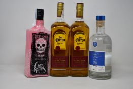 A bottle of Casazul Silver tequila (750ml), a bottle of Cien Malos Hecho Con Amor tequila (700ml)
