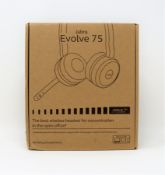 A boxed as new Jabra Evolve 75 ANC Stereo Headset (P/N: 7599-838-109).