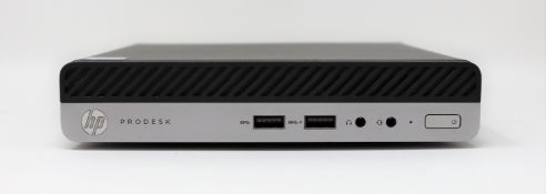 A boxed pre-owned boxed HP ProDesk 400 G5 mini desktop PC with Intel Core i5-9500T CPU, 8GB RAM