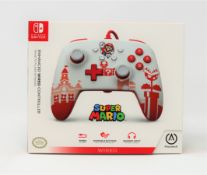 Four boxed as new PowerA Enhanced Wired Controllers for Nintendo Switch in Mario Red/White (Boxes