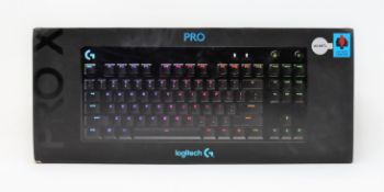 A boxed as new Logitech Pro Gaming Keyboard with GX Red Linear Switches (US/International layout) (