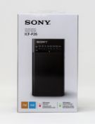 Five boxed as new Sony ICF-P26 Portable AM/FM Radios.