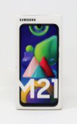 A boxed as new Samsung Galaxy M21 SM-M215F/DSN 64GB in Black (Box sealed) (IMEI: 8806090498329).