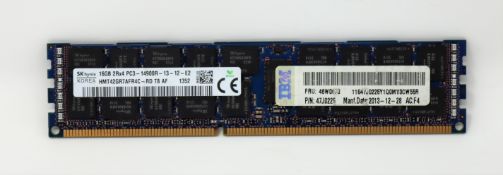 Four pre-owned IBM 16GB 2Rx4 PC314900R server memory modules (64GB total) (untested).