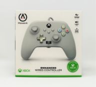 Two boxed as new PowerA Enhanced Wired Controllers for Xbox in Mist Grey (Boxes sealed).