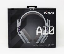 A boxed as new Logitech Astro A10 Gaming Headset in Grey