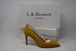 Two pairs of as new L.K.Bennett Floret shoes yellow suede (EU 38 - RRP £229).