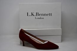 Two pairs of as new L.K.Bennett Audrey shoes in dark red suede (EU 38/EU 38.5 - RRP £229).