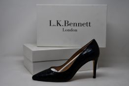 Two pairs of as new L.K.Bennett Floret shoes in teal croc effect (EU 38.5/EU 41 - RRP £229).