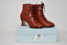 A pair of as new Miss L Fire Alexa tan lizard leather lace up ankle boots (EU 36).