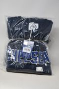 Five as new Official Chelsea F.C. wordmark's sweatshirt in navy (All S - RRP £50 each).