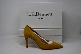 Two pairs of as new L.K.Bennett Floret shoes in yellow suede (EU 39/EU 40 - RRP £229).