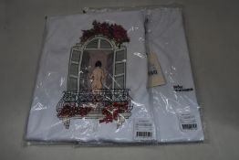Two as new Drole De Monsieur Balcony Graphic T-shirts in white (L).