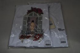 Two as new Drole De Monsieur Balcony Graphic T-shirts in white (L).