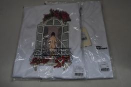 Two as new Drole De Monsieur Balcony Graphic T-shirts in white (S).