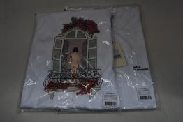 Two as new Drole De Monsieur Balcony Graphic T-shirts in white (M).