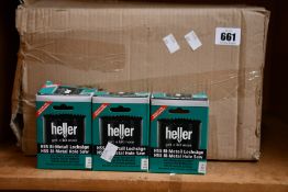 A quantity of Heller Bi-Metal Hole Saws (60mm, approximately 25) and 5.5mm Drill Bits (14 packs of