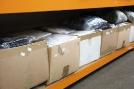 Six boxes of men's assorted as new clothing and accessories.