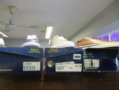 Three pairs of as new Ralph Lauren trainers; Carryover, Hanford and Court (All 10D).
