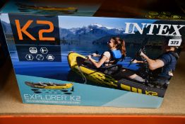 A boxed as new Intex Explorer K2 Kayak (Some oily marks on packaging).