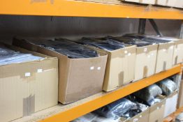 Six boxes of men's assorted as new clothing and accessories.