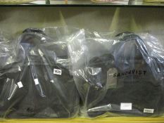 Four as new Sandqvist Emil laptop briefcase bags in black with leather handles.