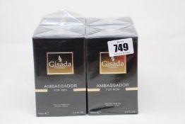 Four Gisada Ambassador for Men eau de parfum (4 x 100ml).
