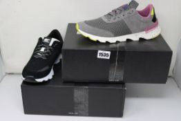 Two pairs of women's as new Sorel Kinetic Lite Lace sneakers (UK 7/UK 8).