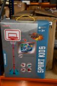 Four as new Meland Sports kids basketball hoop and dart boards.