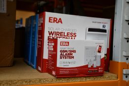 Four boxed as new ERA MiGuard wireless replica external siren, a boxed as new ERA MiGuard solar
