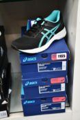 Three pairs of women's as new Asics Gel-Contend 5 trainers (2 x UK 7.5, 1 x UK 8.5).