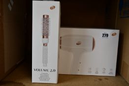 A T3 Fit Compact Hairdryer and a T3 Volume 2.0 Round Brush (2