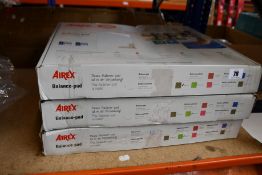Three Airex Balance Pads (Kiwi x 2, Lava x 1).
