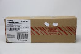 A case containing ten packs of as new Philips Sonicare W2c Optimal White brush heads (4 per pack,