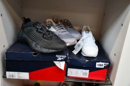 Three pairs of as new Reebok trainers; Royal Glide RPLCLP (UK 6), Zig Kinetica II (UK 10) and one