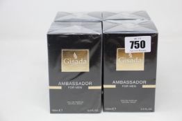 Four Gisada Ambassador for Men eau de parfum (4 x 100ml).