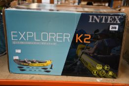 A boxed as new Intex Explorer K2 Kayak.