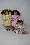 Three Dianna Effner dolls (Some damage to one).