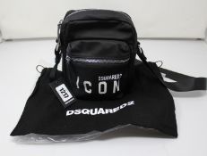 An as new Dsquared2 Icon logo-print messenger bag (RRP £270).
