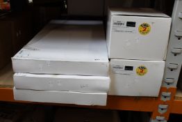 Three boxed as new Victorian Blumb dual concealed shower valves and three boxed as new minimalist