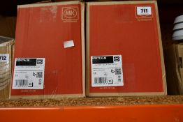 A quantity of as new MK metalclad puls 1-gang sockets.