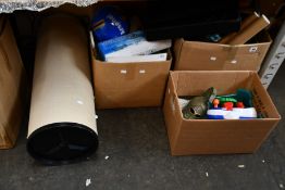 Three boxes of miscellaneous items to include toys, games, posters and household items.