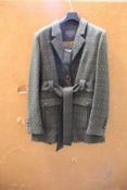 Three woman's as new Really Wild London belted tweed jackets in Khaki/Silver (Size 12 - RRP £395