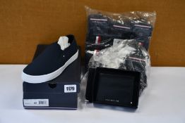 A pair of as new Tommy Hilfiger Essential Nautical slip-on shoes (EU 42), wallet and thirteen