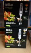 Four boxed as new Braun Multi Quick 5V hand blenders.
