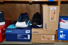 Two pairs of men's as new Asics Jolt 3 trainers (UK 9.5) and a pair of women's Gel-Task MT 2 (UK