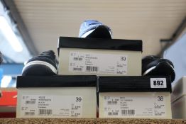 Three pairs of as new Miss KG Kurt Geiger sneakers (1 x EU 38, 2 x EU 39).