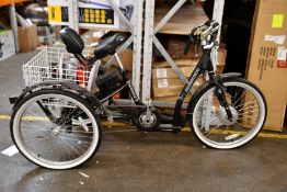 A pre-owned Mission Cycles E-Mission Electric Adult Tricycle in black (Please Note: This item has