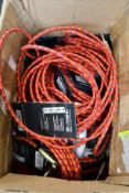 Five Thomann SM10BK 10-meter 3-prong microphone Tsssnake XLR cables and seven Harley Benton GC 6